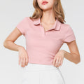 Polo Crop Waffle_ScarletPink