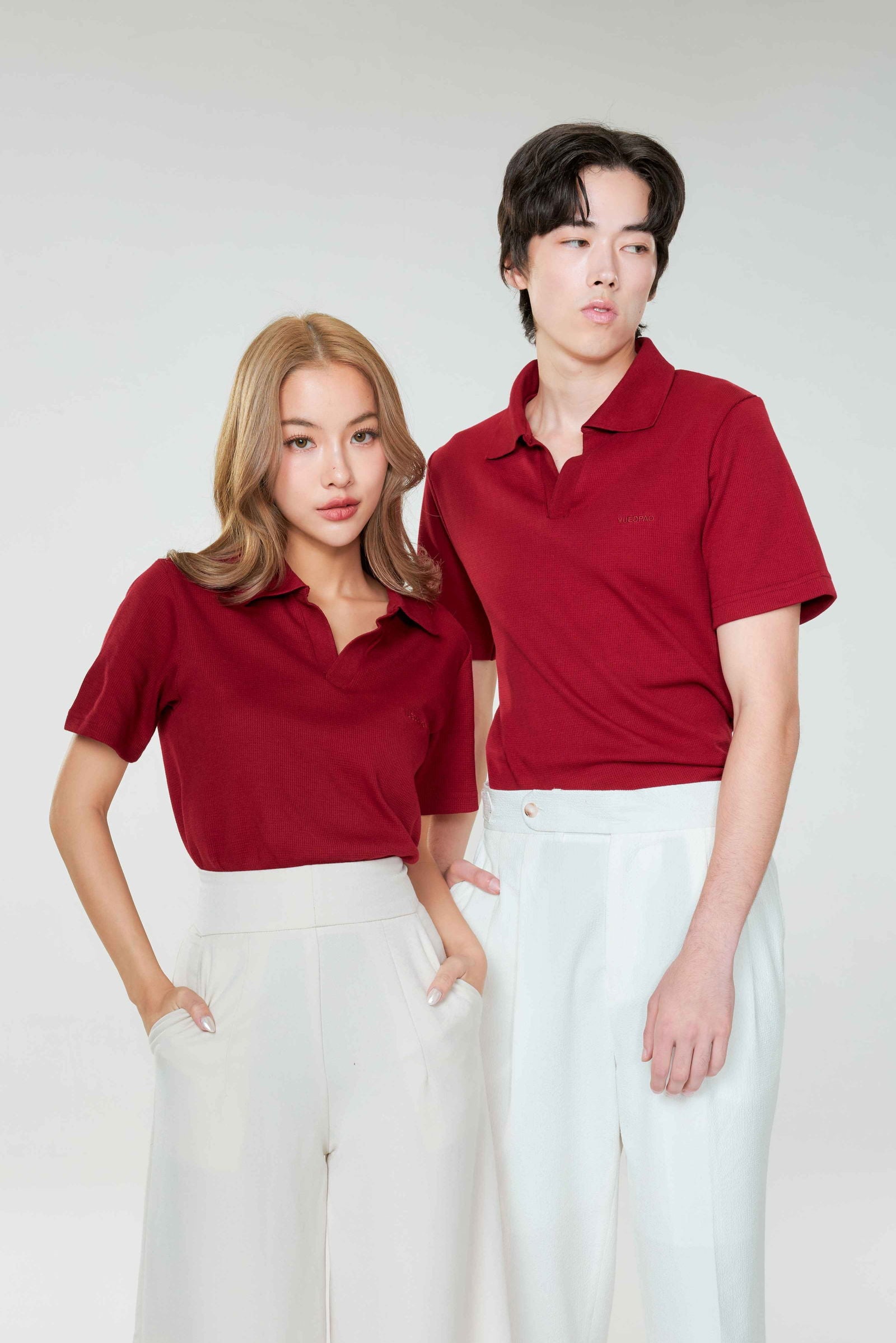 Polo Waffle_Burgundy - YUEDPAO