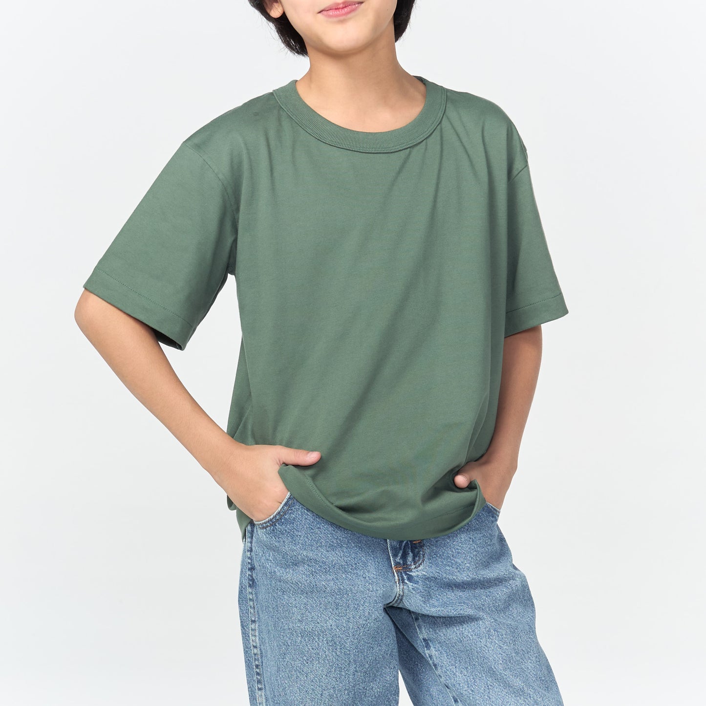เสื้อยืดโอเวอร์ไซส์ Timeless สำหรับเด็ก_สี Ever Green