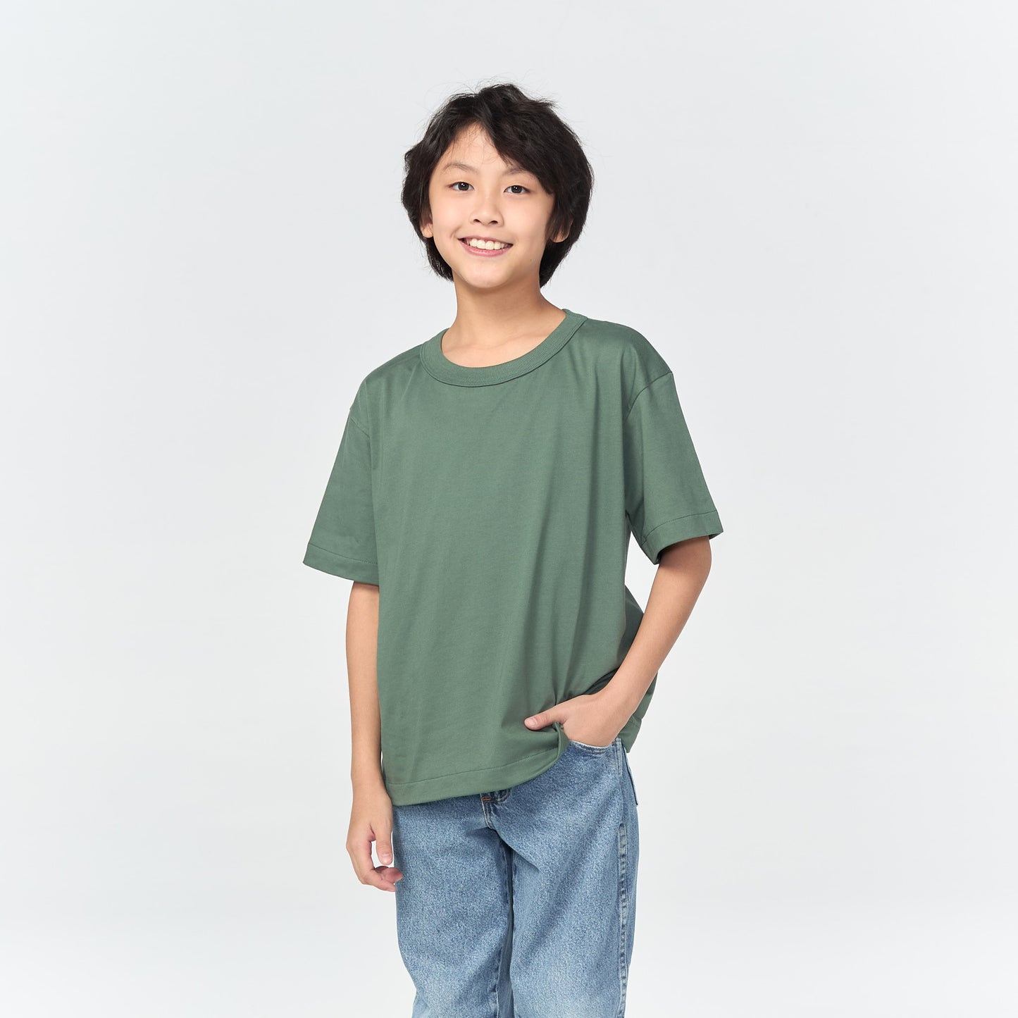 เสื้อยืดโอเวอร์ไซส์ Timeless สำหรับเด็ก_สี Ever Green