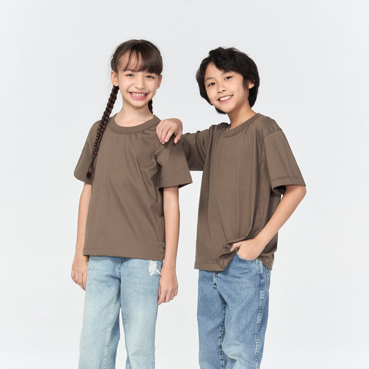 เสื้อยืดโอเวอร์ไซส์ Timeless สำหรับเด็ก_สี Truffle