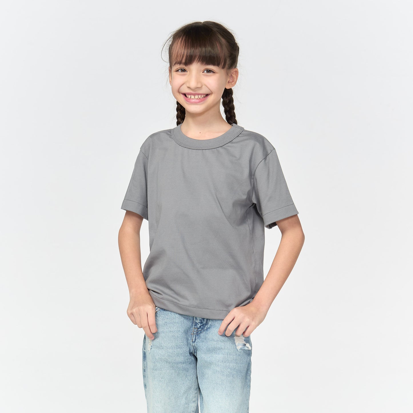 เสื้อยืดโอเวอร์ไซส์ Timeless สำหรับเด็ก_สี Shadow Grey