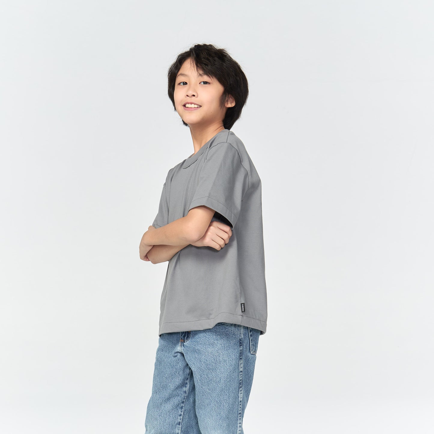 เสื้อยืดโอเวอร์ไซส์ Timeless สำหรับเด็ก_สี Shadow Grey